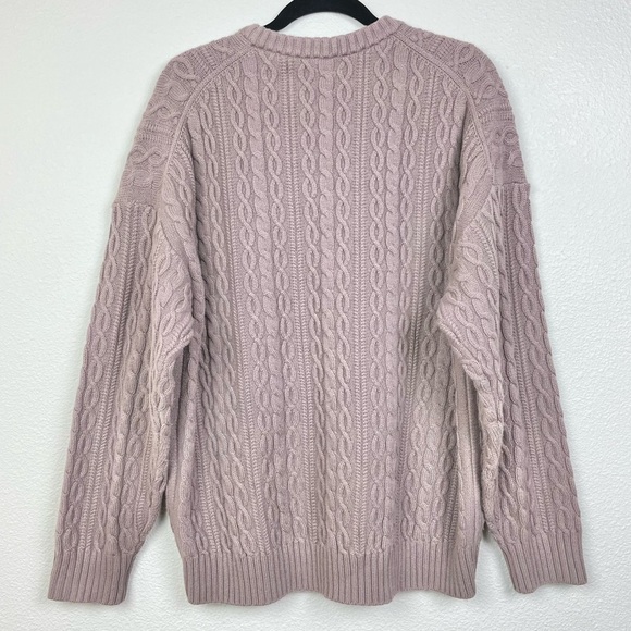 Sunday Best Women's Medium Peggy Sweater Cable Knit Oversized Deep Taupe Neutral - Picture 15 of 16